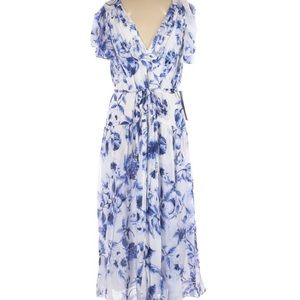 New with tags Monique Lhuillier blue and floral dress size 14